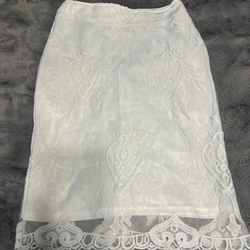 Charlotte Russe White Lace Overlay Pencil Skirt